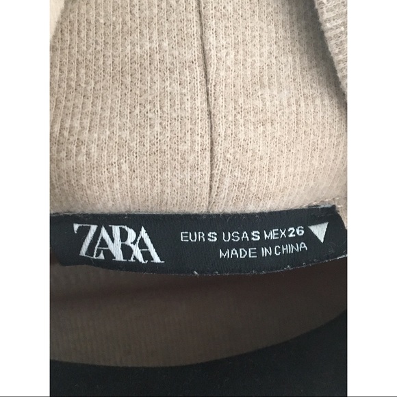 Zara Beige Soft Touch Long Sleeve Turtleneck Boxy High Low Sweater - Picture 5 of 7